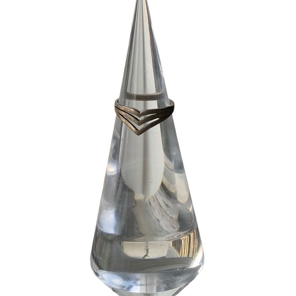 Vintage Sterling Silver Triple Chevron Ring Unisex Woman’s Men’s Jewelry Midi - Picture 3 of 6